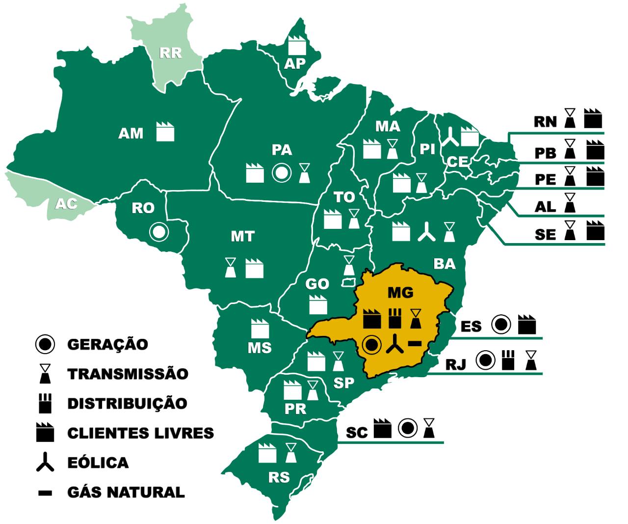MAPA_CEMIG_AMERICAS Mapa de atuação da Cemig